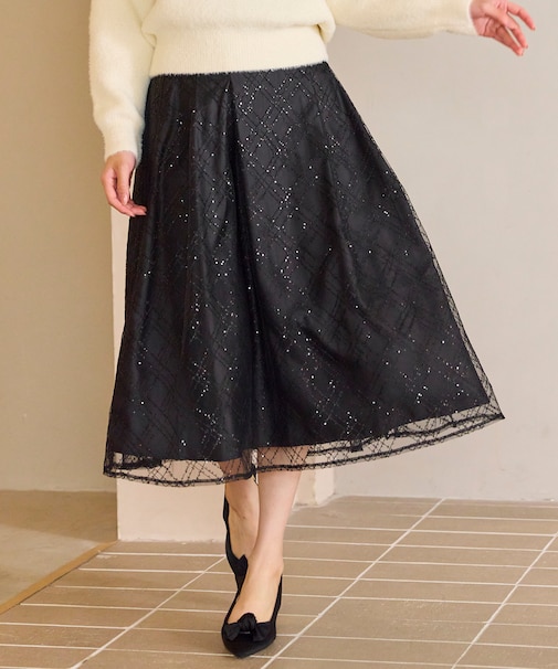 きらめきチェックフレア スカート