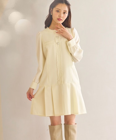 ツイードミディ ワンピース