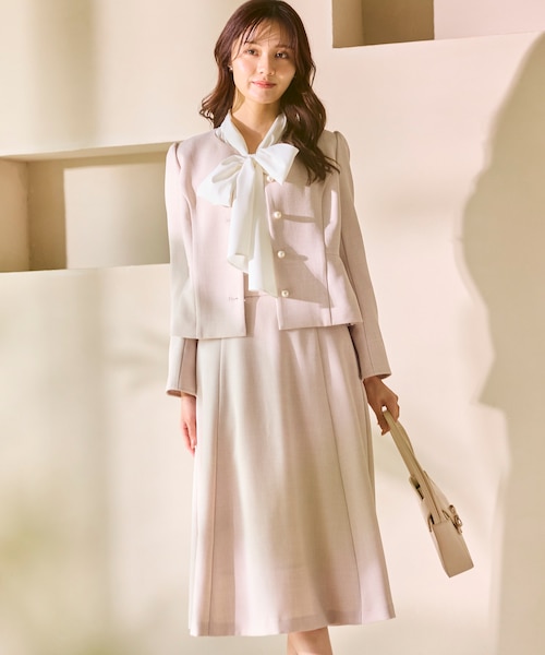 パール釦ペプラムジャケット×スカート セットアップ｜フェルゥの通販