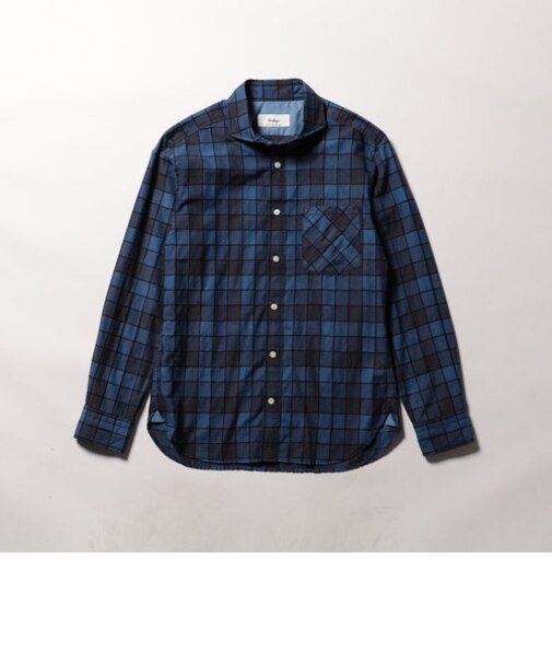 ストライプ/チェック カッタウェイシャツ