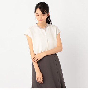 [新色追加]衿サテンノースリーブブラウス