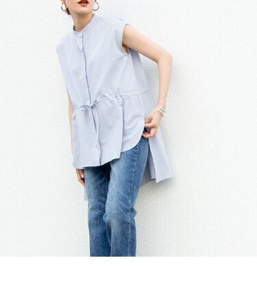 ◇【WEB限定】シアーニットノースリーブシャツ