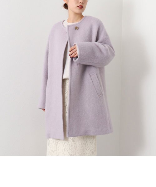 ◇【WEB限定カラーあり】モヘアシャギーノーカラーコート｜ノーリーズ