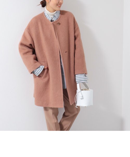 ◇【WEB限定カラーあり】モヘアシャギーノーカラーコート｜ノーリーズ