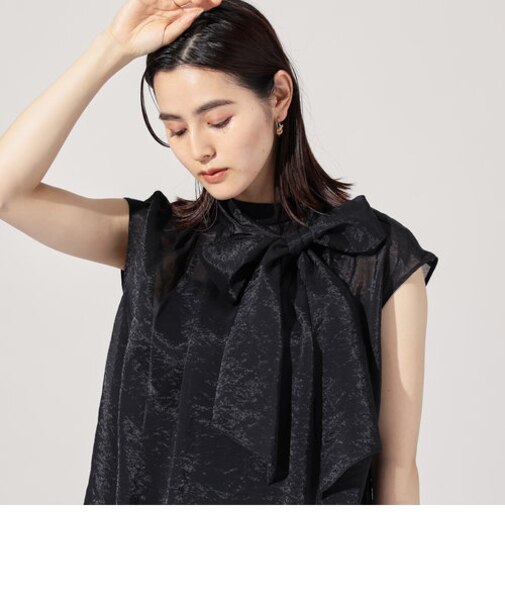 シアーオーガンジーボウタイブラウス