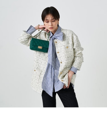 ファンシーツイードノーカラージャケット