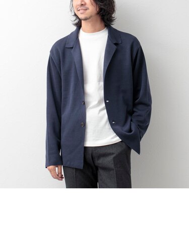 ミラノリブ ラペルカーディガン ニットジャケット