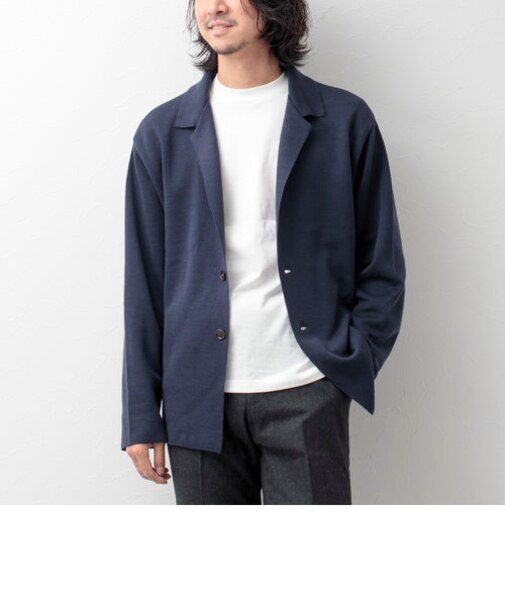 ミラノリブ ラペルカーディガン ニットジャケット