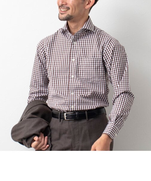 イージーアイロン ワイドカラー ドレスシャツ