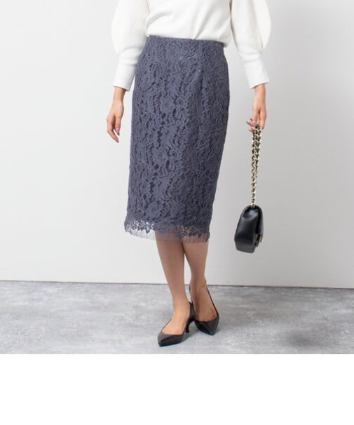リバーレースミディタイトスカート