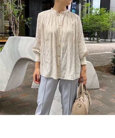 前後2WAY割繊ギャザーブラウス
