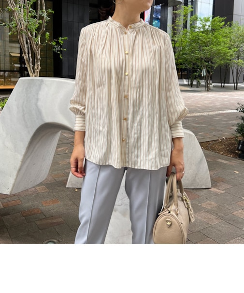 前後2WAY割繊ギャザーブラウス