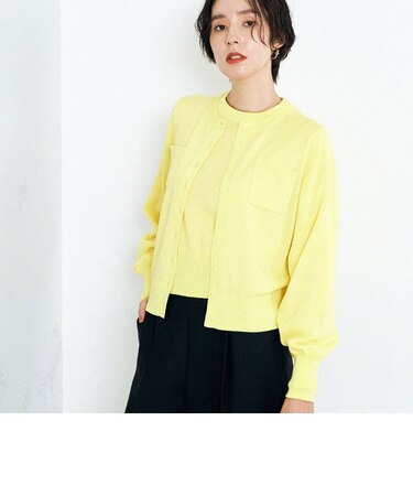 《手洗い可能》ポケット付クルーネックカーディガン