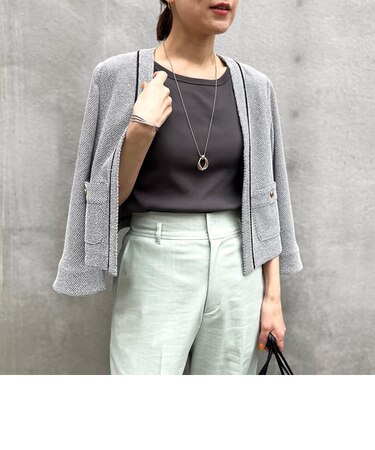 ◇【WEB限定】ラメツイードストレッチショートVネックジャケット