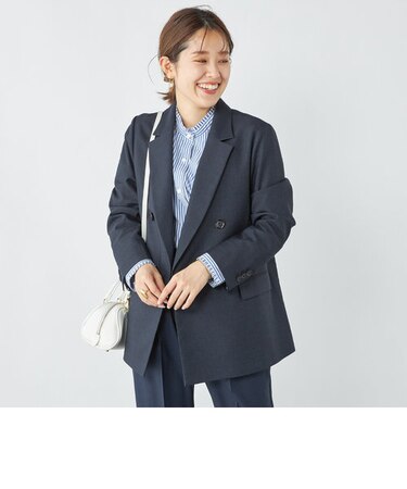 ウォッシャブル麻混ダブルジャケット