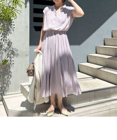 ◇【WEB限定】ECO割繊パール釦ワンピース