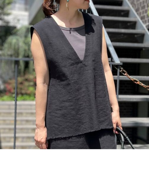 《手洗い可能》コットンリネンベスト