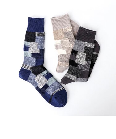 【ANONYMOUSISM/ アノニマスイズム】パッチワーククルーソックス 17517500