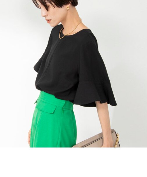 ◇【WEB限定カラーあり】《セットアップ対応》ウォッシャブル麻調ラッフルスリーブブラウス