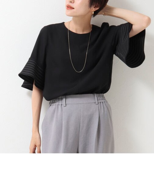 ◇【WEB限定カラーあり】《セットアップ対応》ウォッシャブル麻調ラッフルスリーブブラウス