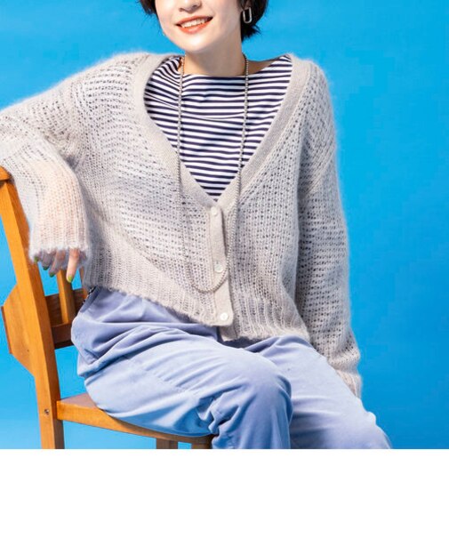 ボーダー＆ムジクロップド2WAYプルオーバーカットソー