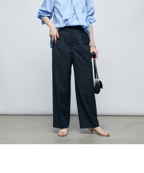 ストライプギャバタックワイドパンツ