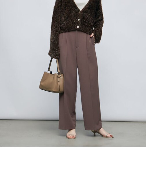 ウォッシャブルツイルタックワイドパンツ