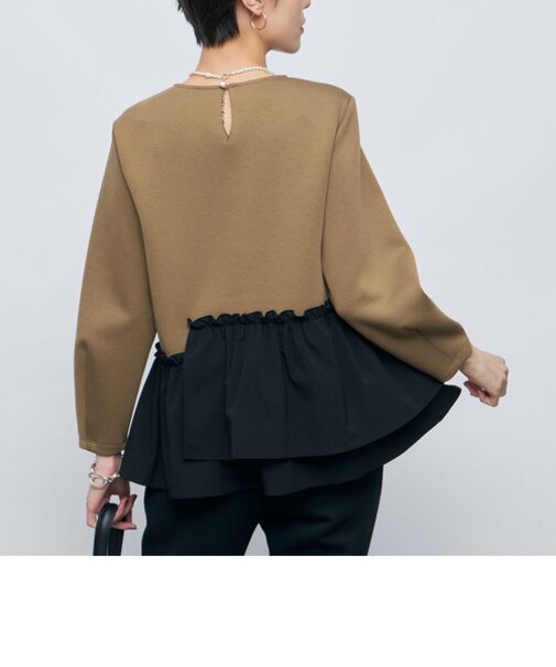 ◇【WEB限定カラーあり】エアボール ペプラムプルオーバーカットソー