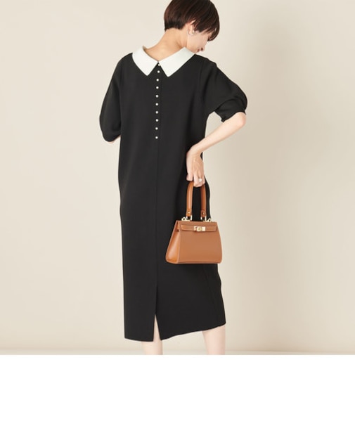 《手洗い可能》襟付き2WAY半袖ニットワンピース