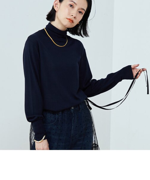 <飯豊まりえさん着用>《手洗い可能》エタニティアンチピリングハイネックプルオーバーニット