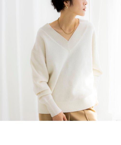 ◇【WEB限定】カシミヤブレンドVネックプルオーバーニット｜ノーリーズ