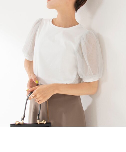 ラメチュールスリーブカットソー