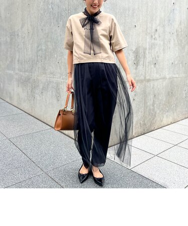 チュールレイヤードワンピース