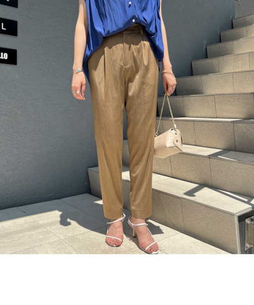 ウォッシャブルキュプラツイルタックパンツ