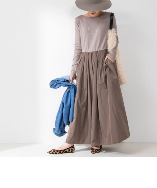 テレコ×タフタ2WAY長袖ワンピース