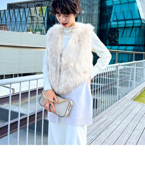 ◇【WEB限定】フェイクファーニットベスト