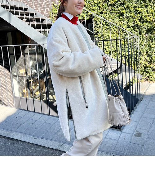 ◇【WEB限定】【TAION/タイオン】ノーカラーボアコート(リバーシブル