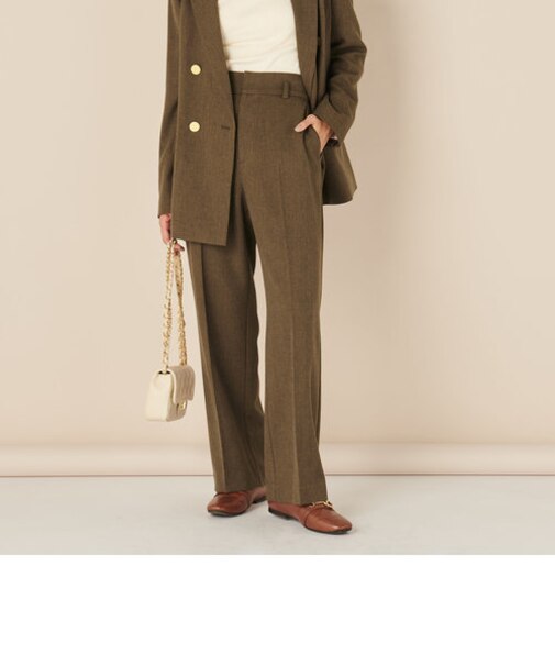 《セットアップ対応》ウォッシャブルウールライクセミワイドパンツ