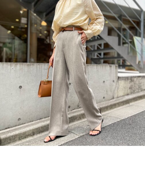 《セットアップ対応》ウォッシャブルウールライクセミワイドパンツ
