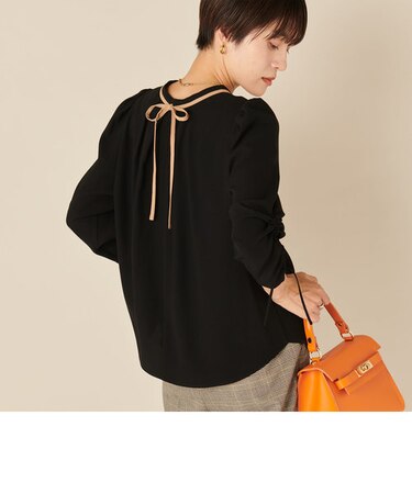 ストレッチジョーゼット配色2WAYブラウス