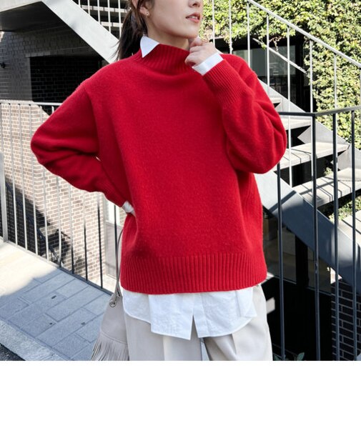 カシミヤ混MUSICハイネックプルオーバーニット