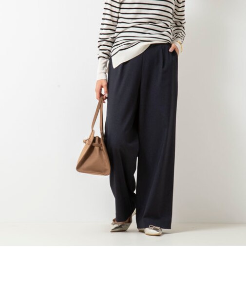《セットアップ対応》ウォッシャブルウールライクタックワイドパンツ