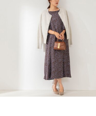 風通ジャガード変形ドットワンピース