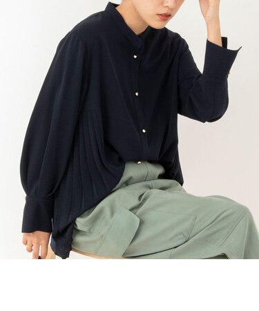 ◇【WEB限定】脇プリーツジョーゼットブラウス