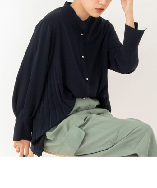 ◇【WEB限定】脇プリーツジョーゼットブラウス
