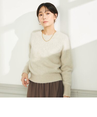 へアリークルーネックプルオーバーニット