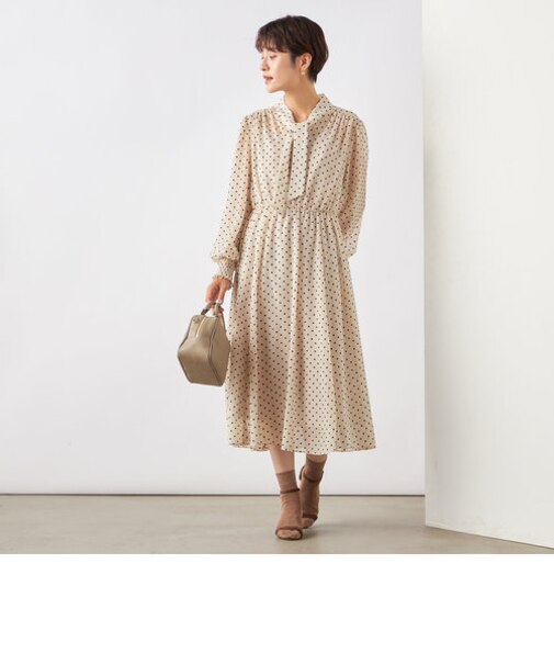 フロッキードットボウタイワンピース