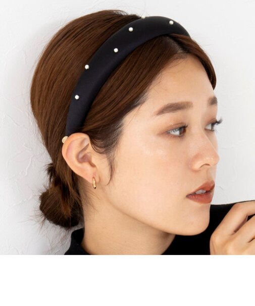 サテンパールカチューシャ太