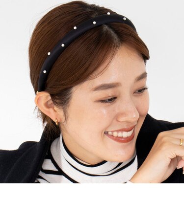 サテンパールカチューシャ細