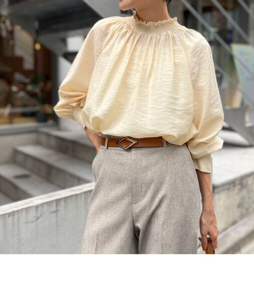 ハイネックシャーリング2WAYブラウス